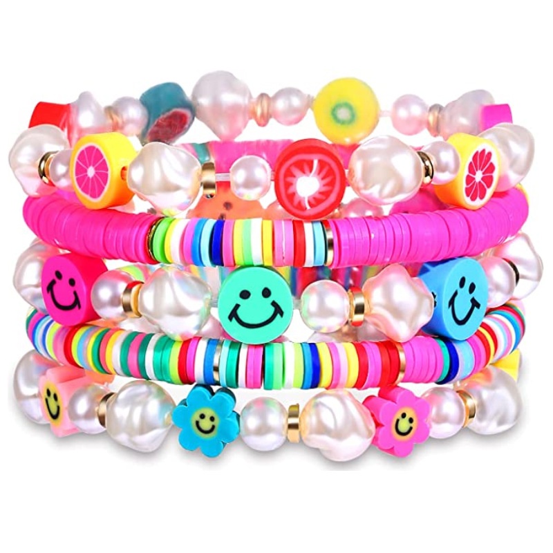 100 Pcs Handmade DIY Charms Membuat Perhiasan Wajah Bunga Matahari Buah Spacer Warna-Warni Bulat Senyum Multicolor Polymer Clay Perlengkapan Manik-Manik