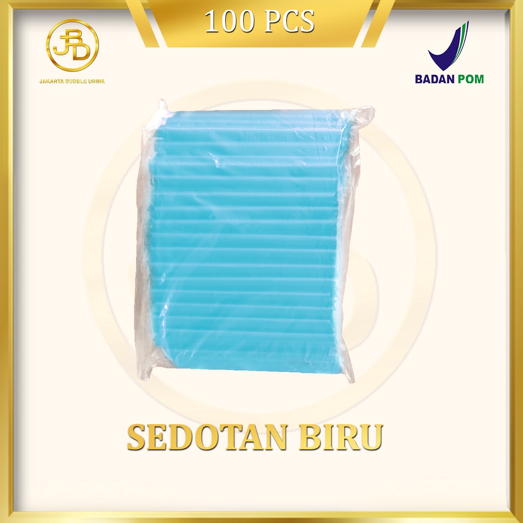 Sedotan Bubble Drink Lubang Besar Warna Biru Full Colour