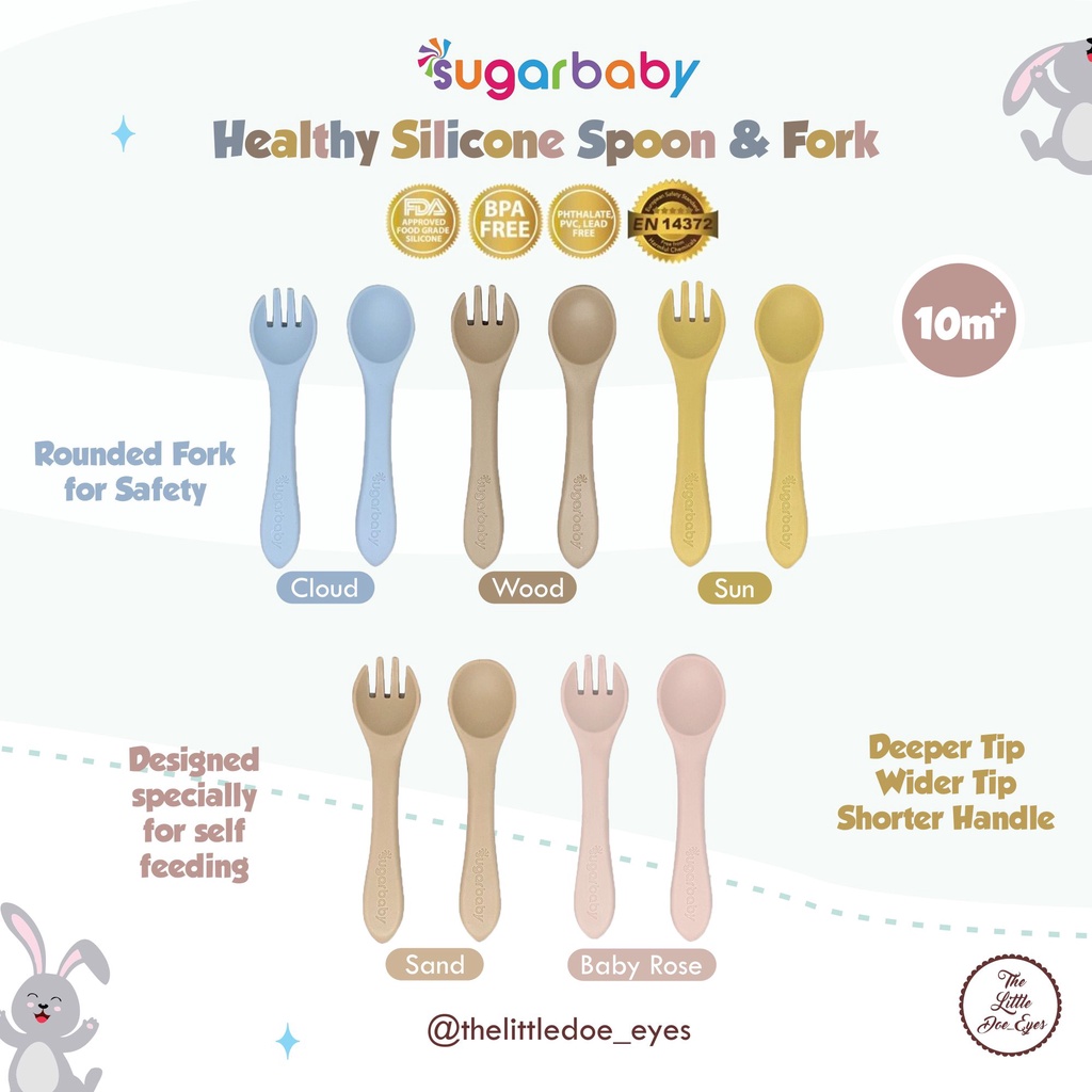 Sugarbaby Healthy Silicone Feeding ( Plate, Bowl, Spoon &amp; Fork, Slabber)