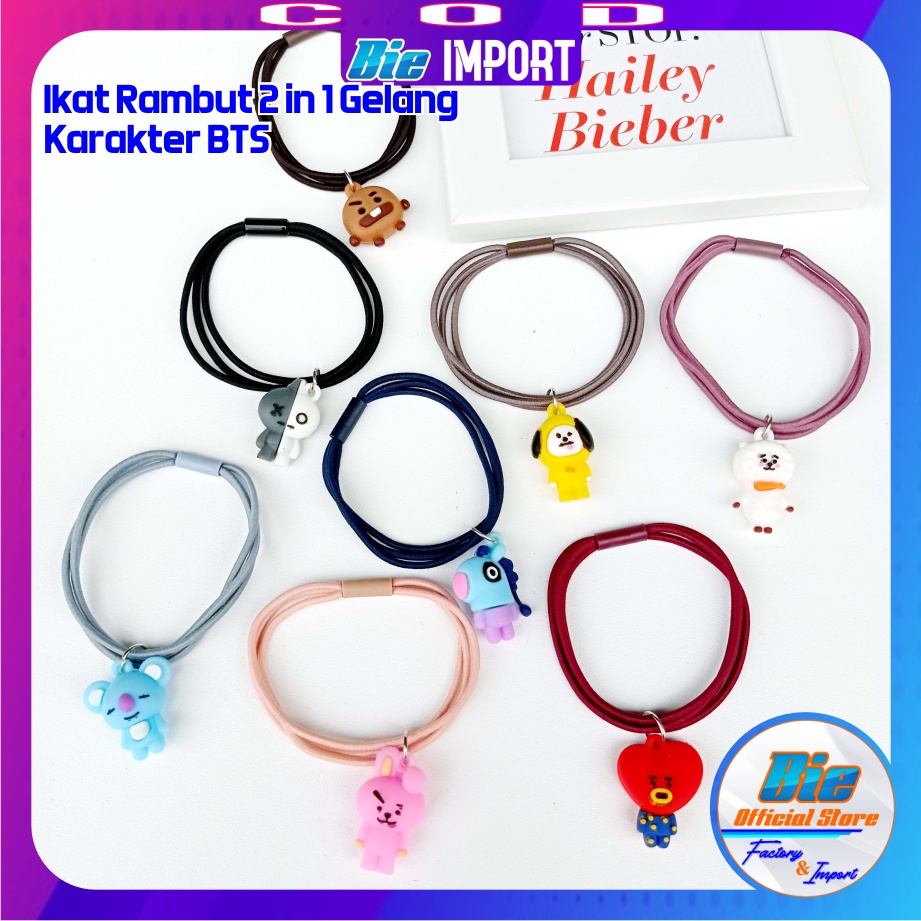 Gelang BTS Korea 2 in 1 Ikat Rambut 3 Layer Impor Best Seller