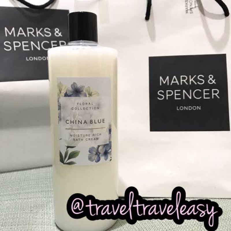 M&S Mark Spencer Bath Cream Sabun Mandi Marks Spencer Original China Blue Rose Magnolia Freesia 500m