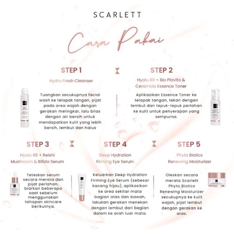 SALE !! SCARLETT AGE DELAY HYDRO FRESH CLEANSER TONER EYE CREAM SERUM MOISTURIZER