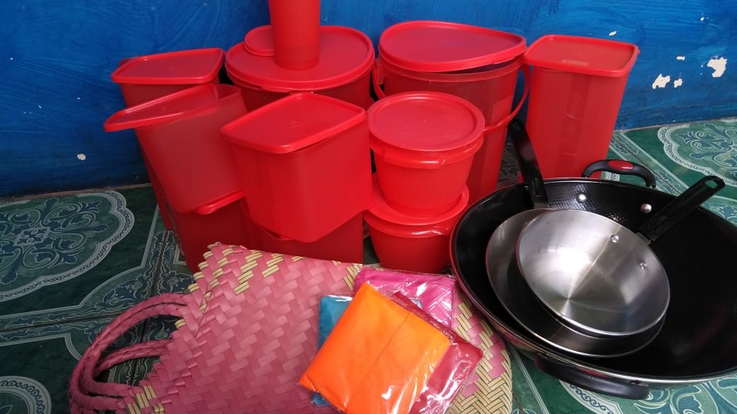 [indra] Set Merah Toples Bulat Isi 12pcs/sbmb 2242/bonus 2 Gelas/toples Peyek