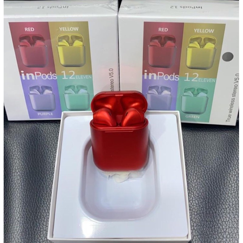 earphone bluetooth i12 metalik twins kwalitas bgs gampang konekin