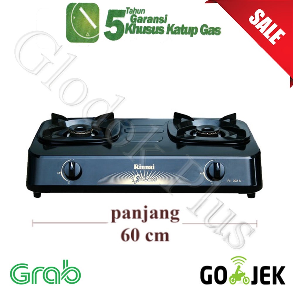 kompor gas Rinnai RI-302S 2 Tungku Teflon ri 302 s rinai ri302s garansi resmi