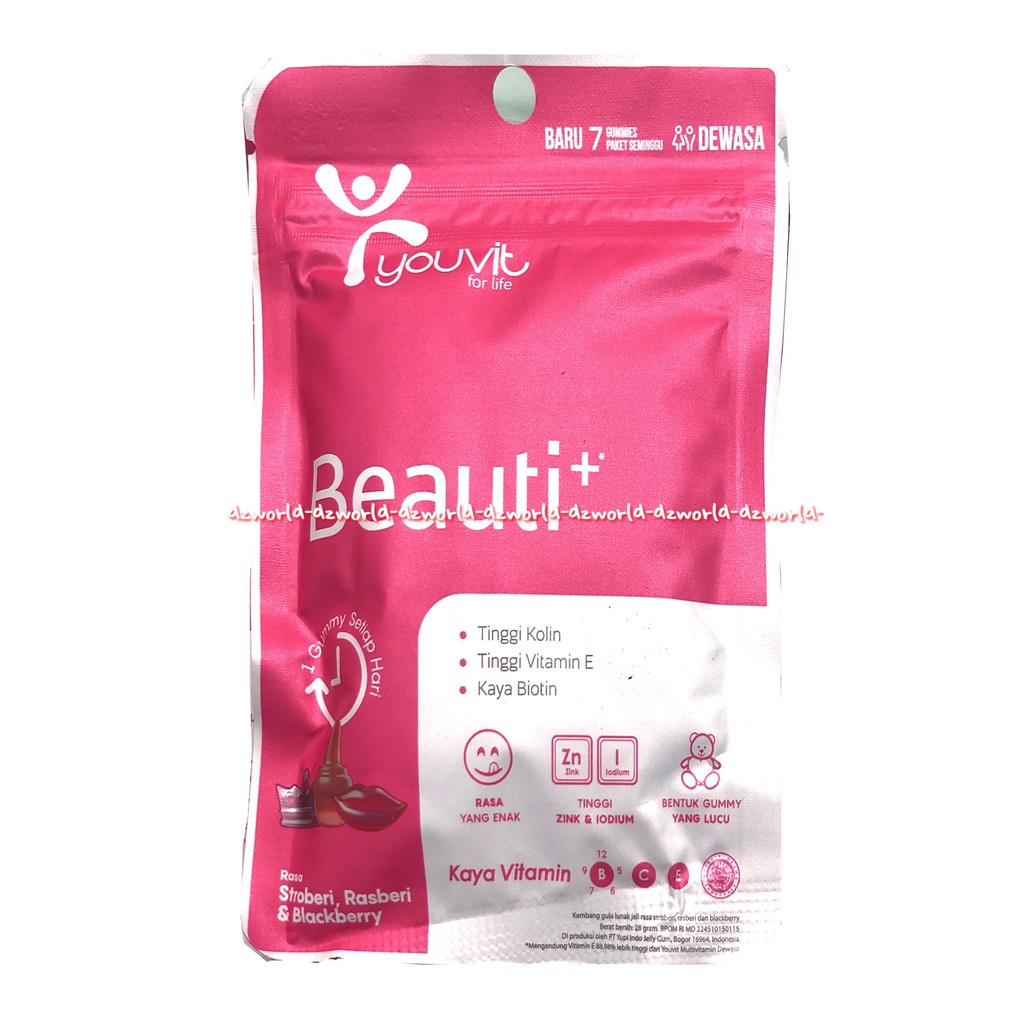 Youvit Beauti Vitamin E Jelly Kunyah Tinggi Kalin Biotin Isi 7Pcs Multivitamin