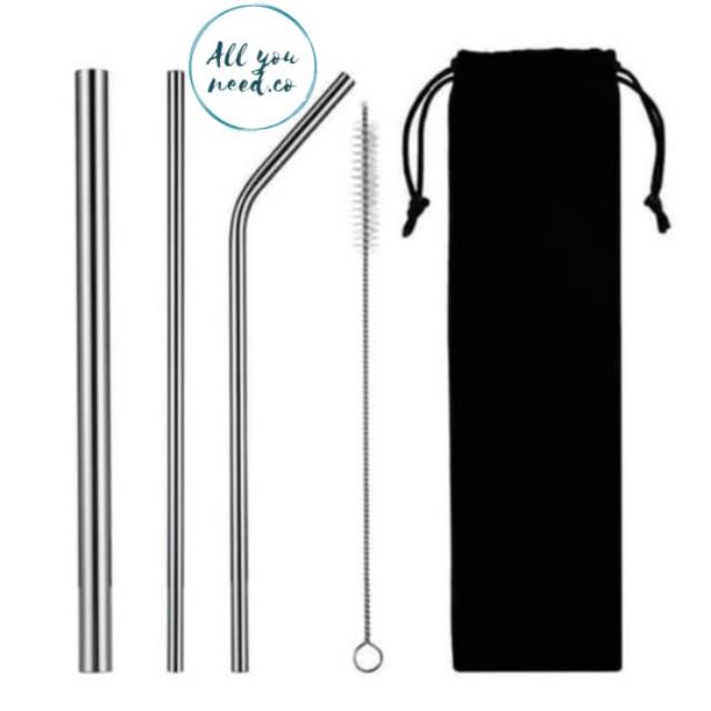 

Sedotan Stainless Steel - Stainless Straw - Reusable Straw - 5 Pcs - Full Set