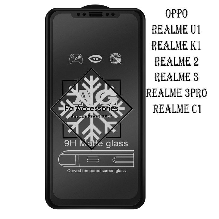 Tempered matte glass oppo Realme u1 k1 2 3 3pro c1 3 pro anti glear tempered glass matte anti minyak