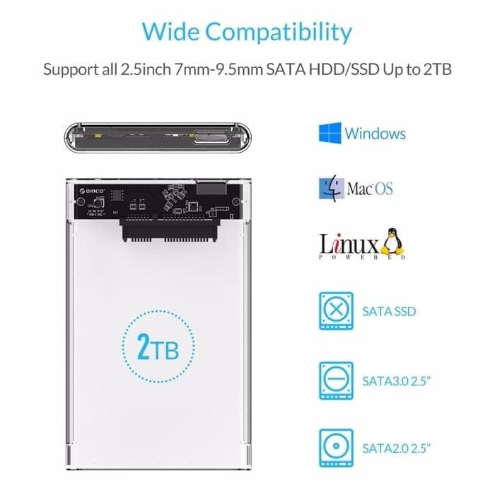 ORICO 2139C3-G2 2.5inch Type-C Gen 2 Transparent Hard Drive Enclosure