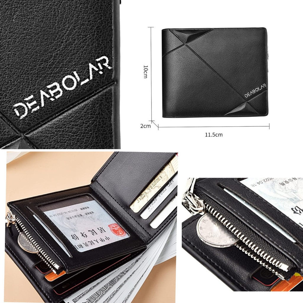 DOMPET LIPAT PRIA KULIT PREMIUM DEABOLAR HITAM WA341B5 MIGUEL MURAH TIPIS IMPORT MINI KECIL SLOT KARTU PENDEK COWOK ORIGINAL