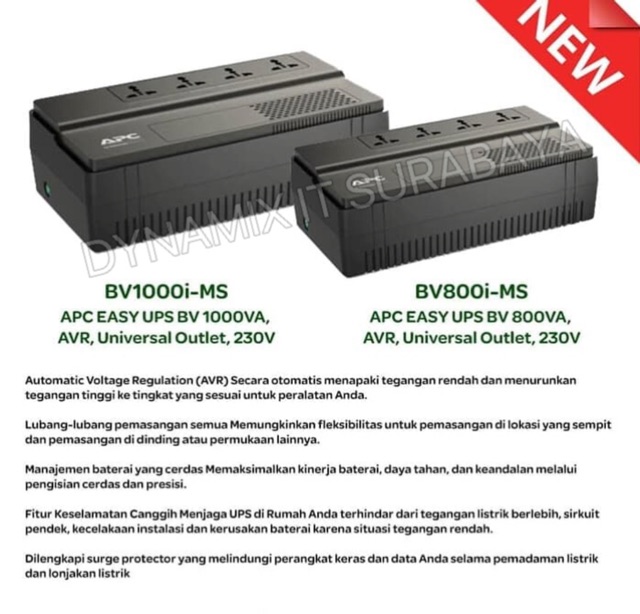 UPS APC BV800I-MS 800VA 450W GARANSI RESMI | baterai backup