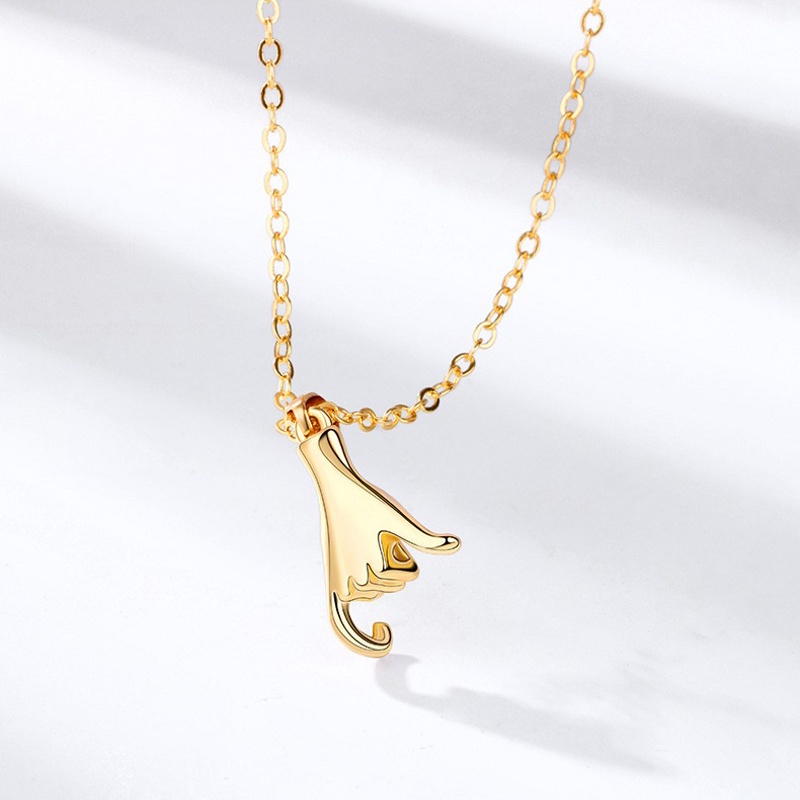 2pcs / Set Kalung Liontin Tangan Kait Tarik Gaya Korea Untuk Pria Dan Wanita