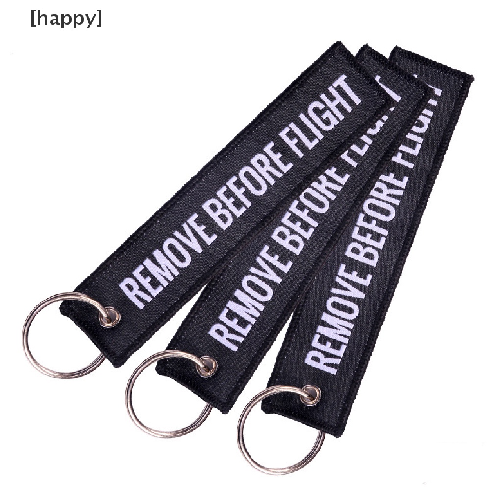 Gantungan Kunci Tulisan Remove Before Flight Bahan Polyester Ukuran 13x3cm