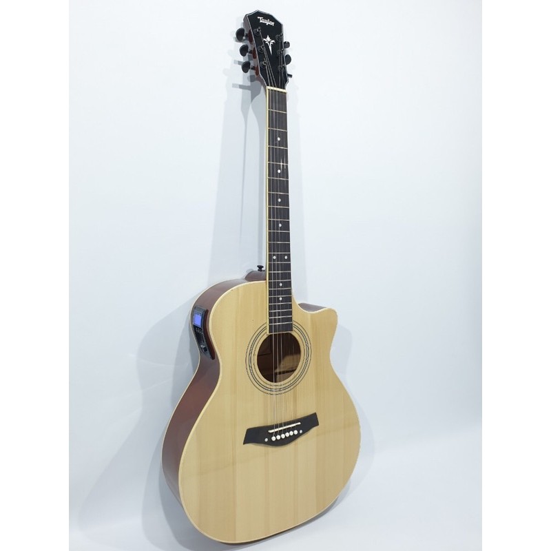 Gitar Akustik Elektrik Merk Taylor Natural Sunburst Jumbo Equalizer Tuner LC-PRENER String Trusrod