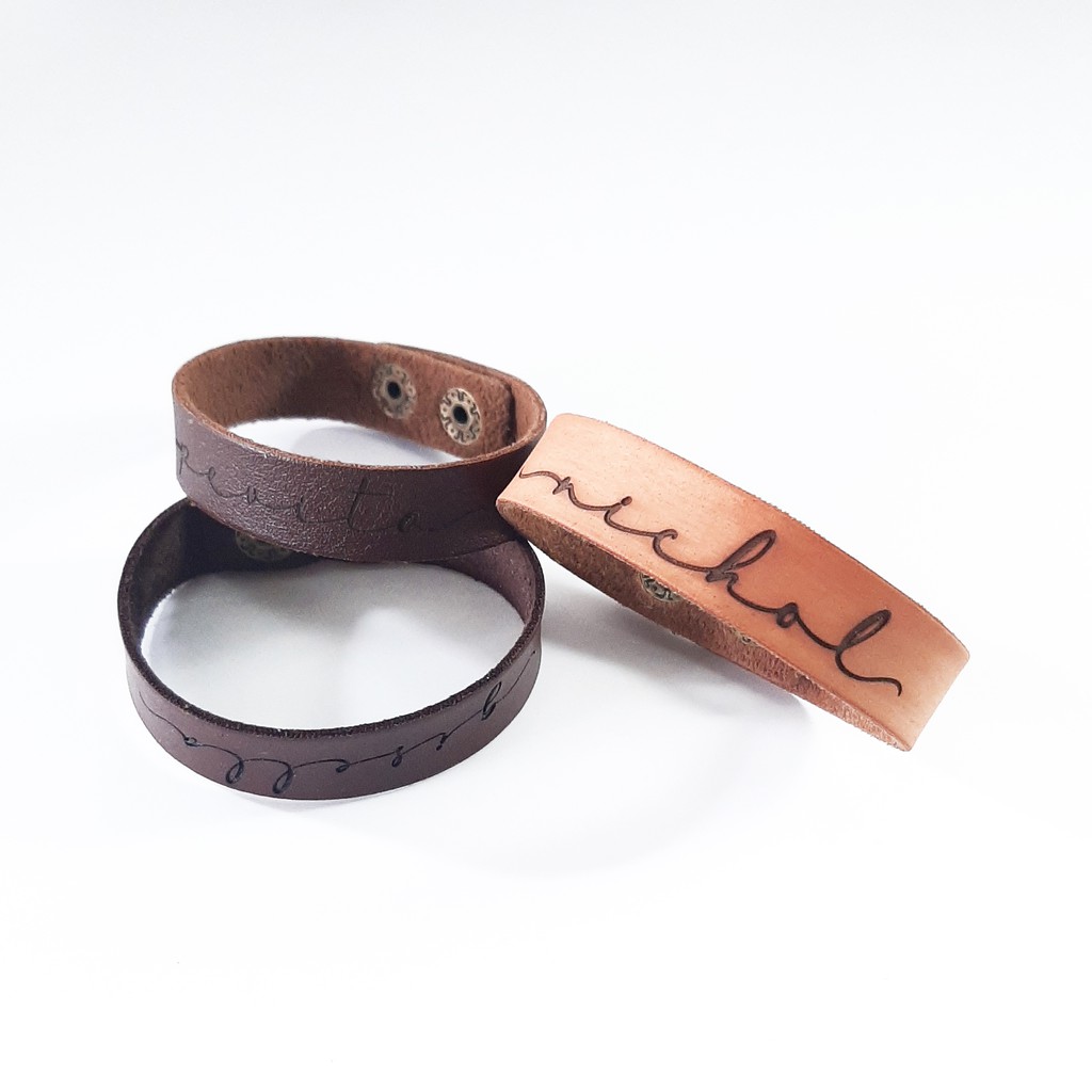 Gelang Custom Nama Kulit Faux Leather, Bracelet Accesories (WIX)