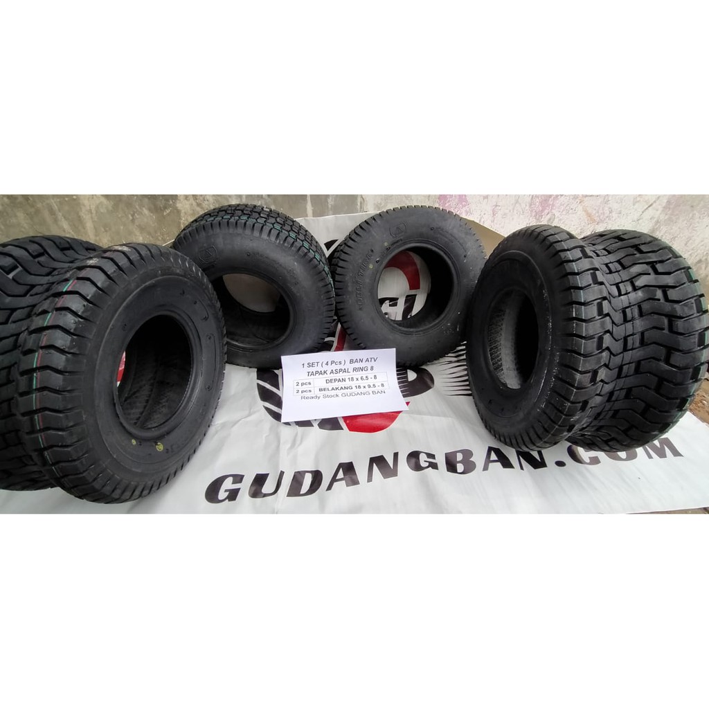 ( 1 SET 4 BAN ) PAKET Ban ATV Ring 8 Uk 18 x 6.5 - 8 dan 18 x 9.5 - 8  tapak Aspal ONROAD