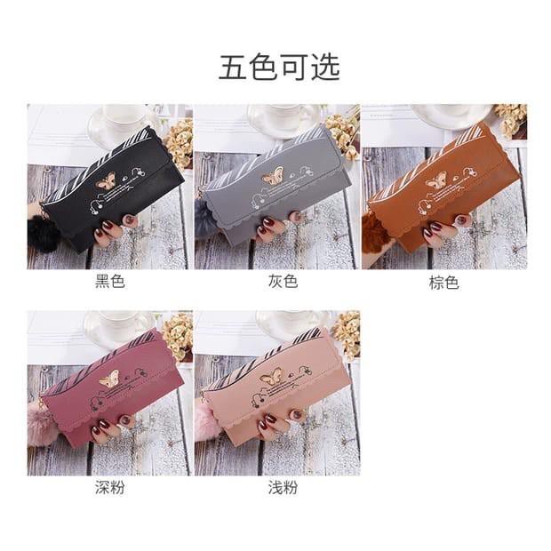 (Fy)Dompet Wanita Panjang Free Pom-Pom Dompet Wanita Import Real Pict