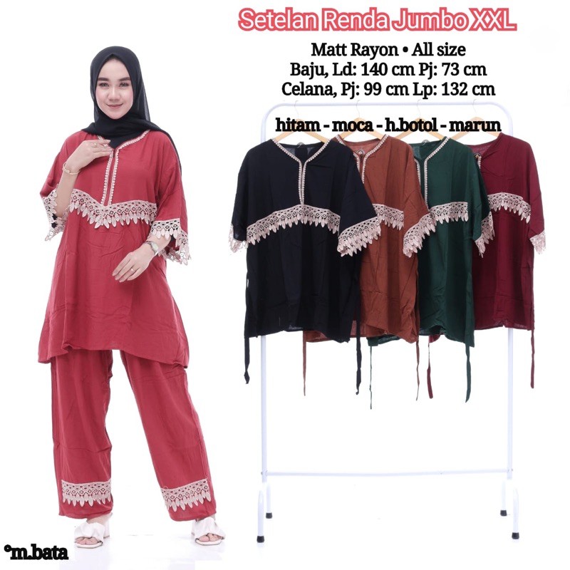 Setelan Daster Arab Jumbo | Setelan Renda | Setelan Rayon Jumbo