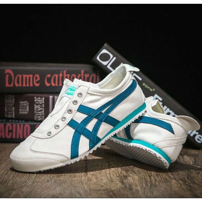 Onitsuka Tiger Mexico 66 Slip On White Blue Green ORIGINAL Material