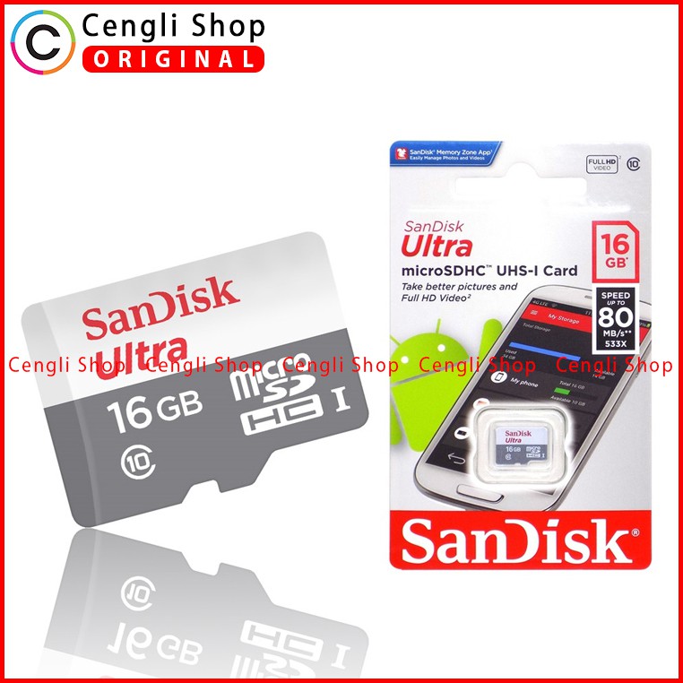 MEMORY CARD SANDISK ULTRA MICROSD 16GB MICRO SD 16 GB HP ORI ORIGINAL