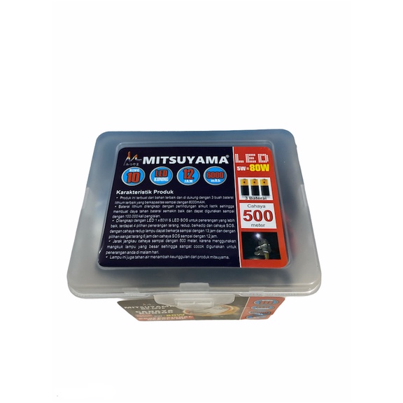 Mitsuyama Senter Kepala LED Super Terang Lithium MS 157K LAMPU KUNING 80 Watt Super LED Rechargeable