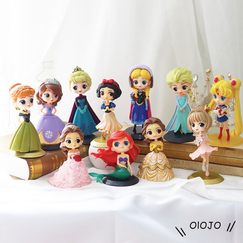 Boneka Action Figure Kartun Princess Lucu 4 Desain Untuk Dekorasi Topper Kue - ol