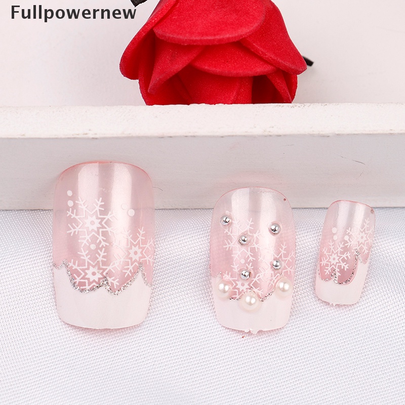 [FULL] 24*Snowflake short fake art skills acrylic nail fake artificial nails detachable