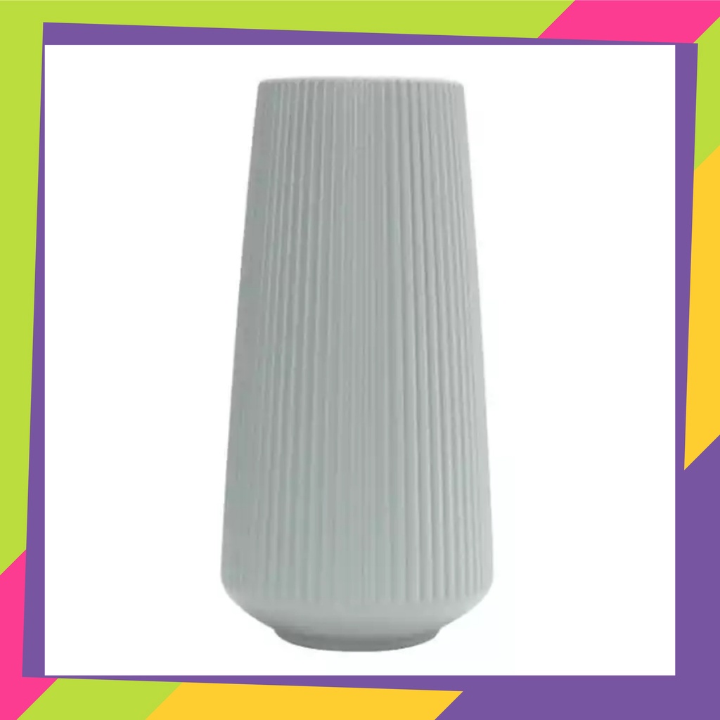 1333D2 / Pot bunga plastik model Guci garis2 / Vas bunga tanaman Artificial