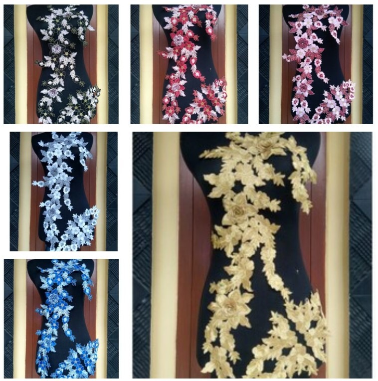 Renda Bordir Set Dada D Amanda Patch Lace Embroidery Motif Tempel Khas Tasik Kebaya Gamis