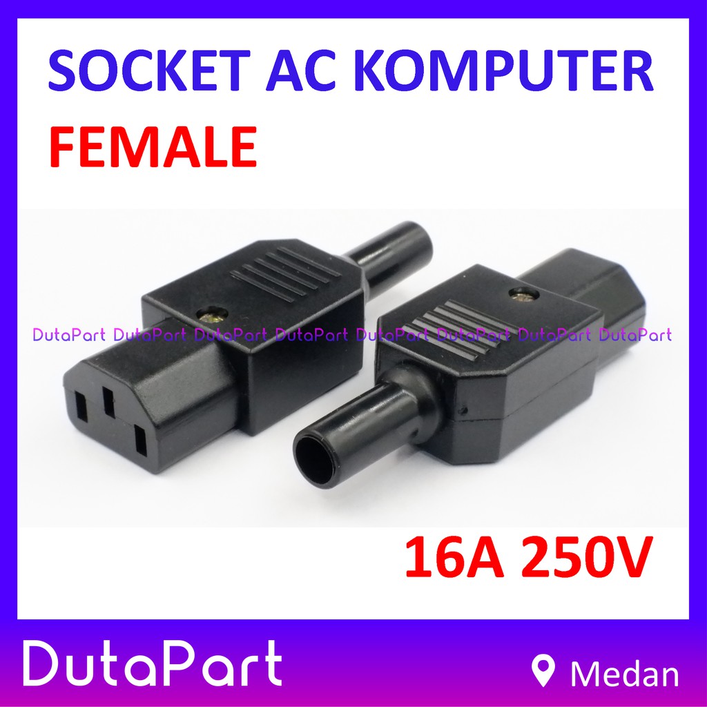 Socket AC FEMALE Komputer PC CPU Colokkan Jack Betina Power 16A 250VAC