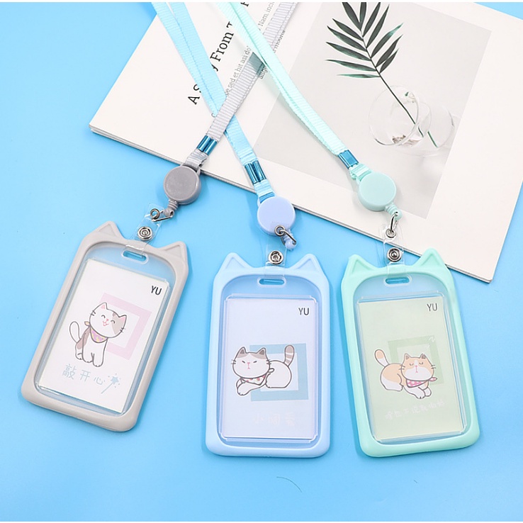 

GANTUNGAN TALI KARTU AKSES KANTOR MRT BUSWAY LANYARD CARD HOLDER MOTIF KUCING PGS