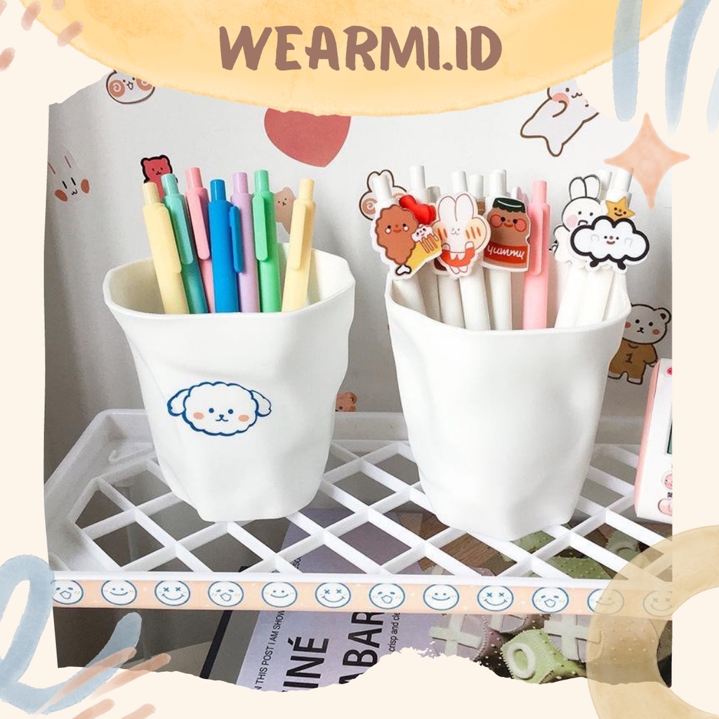 

Organizer Stationery Irregular Aesthetic Storage Korean White Desk Scrapbook DIY serbaguna Tempat Pensil- s10