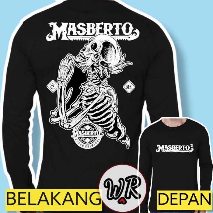 KAOS MASBERTO LENGAN PANJANG PRIA / WANITA / MASYARAKAT BERTATO HITAM PROMO