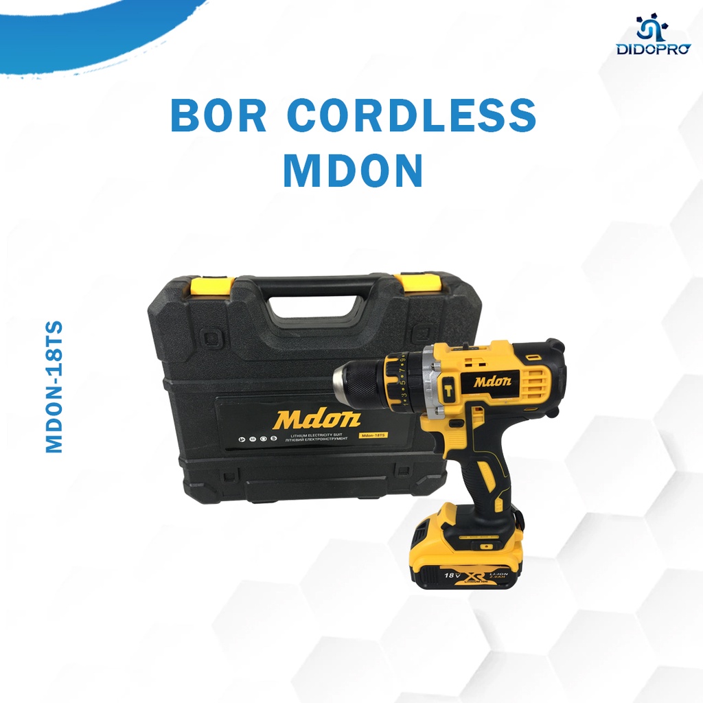 MDON 18TS Cordless Drill Impact Drill 18V Mesin Bor Baterai Besi Beton