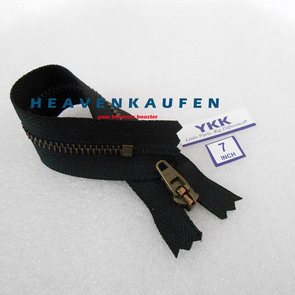 Resleting Zipper YKK Jeans Besi Metal 17,5 cm atau 7 inch ATG Bakar
