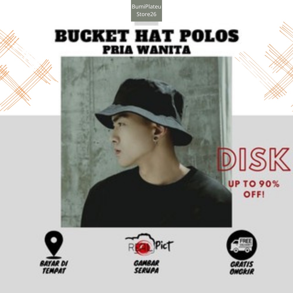 ♻️ COD ♻️ Promo TOPI BUCKET / BUCKET HAT / TOPI BUCKET PRIA / TOPI BUCKET WANITA - POLOS