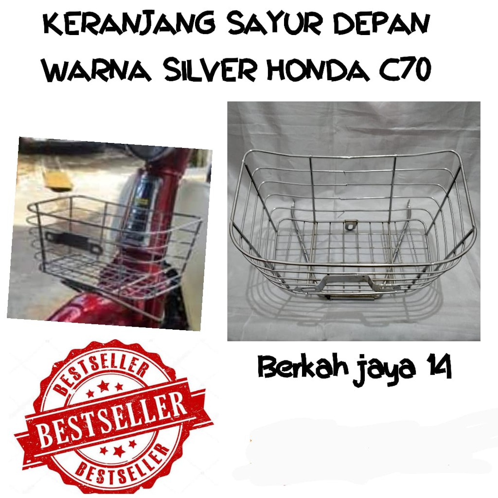 KERANJANG DEPAN HONDA C70 CHROME SILVER DAN DUDUKAN PLAT NOMOR HARGA TERMURAH BARANG BERKUALITAS