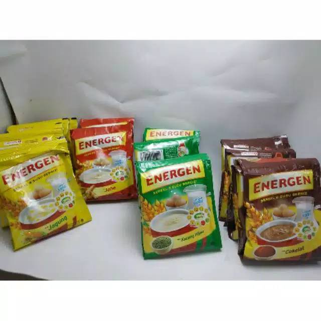 

Energen all varian VANILLA/COKELAT/JAGUNG/KACANG HIJAU/KURMA/JAHE