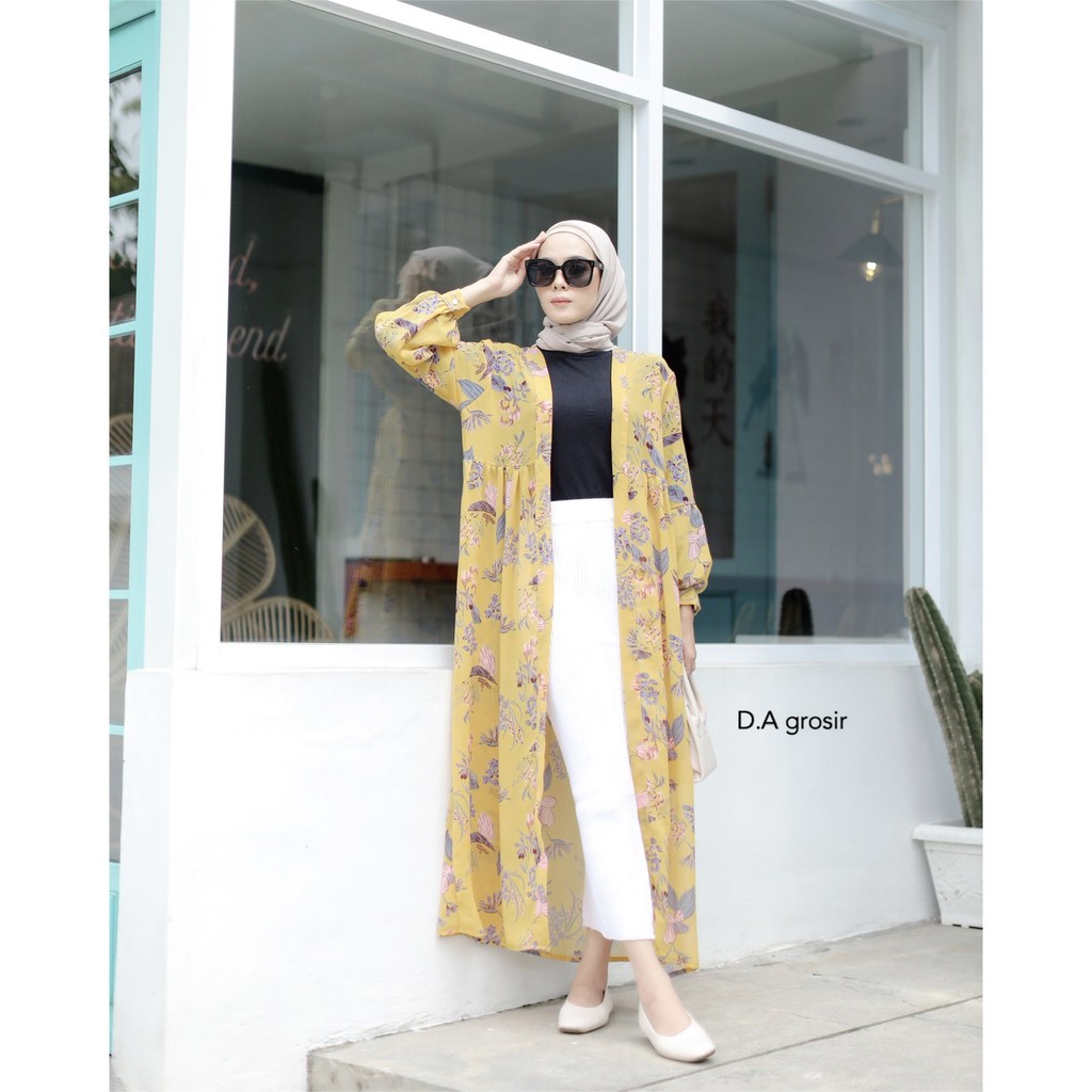 Zora Long Cardi - Ceruty Babydoll Premium - Cardigan Kekinian - Long Outer - Outer Kekinian - Outer 