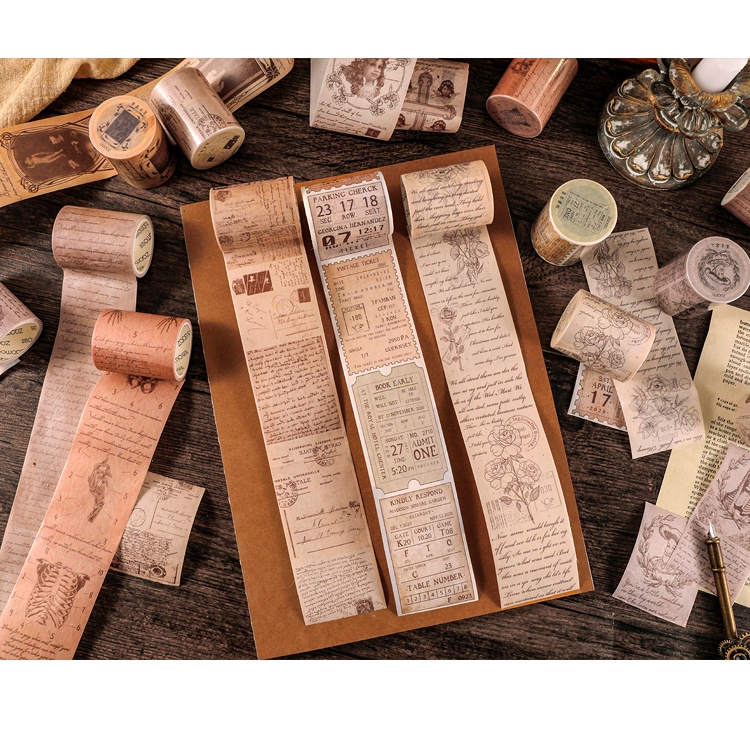 Journamm 5cm*3m Vintage Letters Washi Paper Tape for Deco Scrapbooking  School Supplies DIY Creative Stationery Decoration Tapes-6