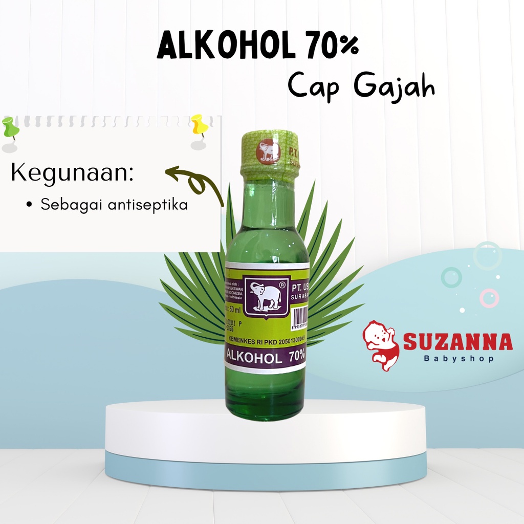 Usfi Alkohol 70% Cap Gajah Kemasan Botol Kaca 50ml
