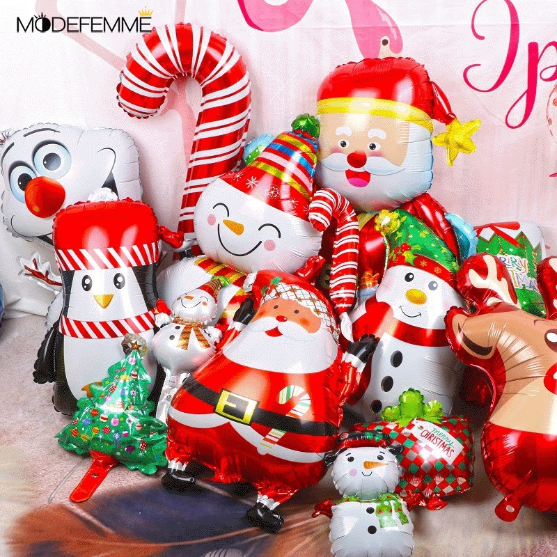 Balon Desain Santa Claus Elk Snowman Bahan Aluminum Film Untuk Dekorasi Rumah