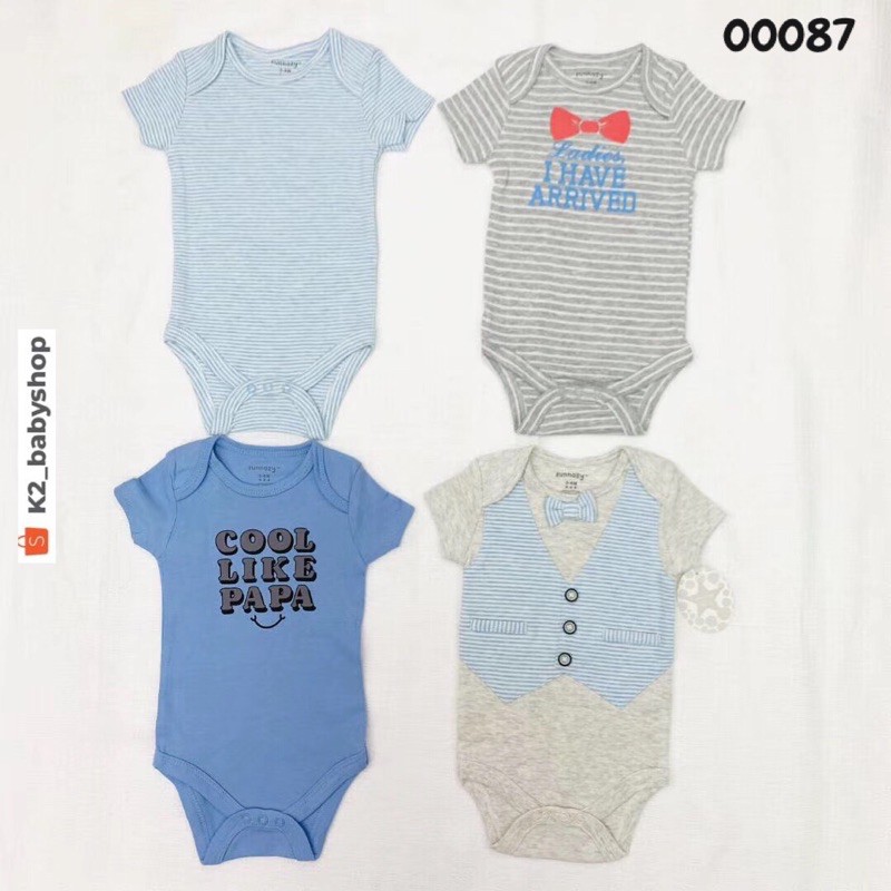 BABY K2 - BABY BODYSUIT ISI 4 PCS MOTIF COOL LIKE PAPA KODE 00087