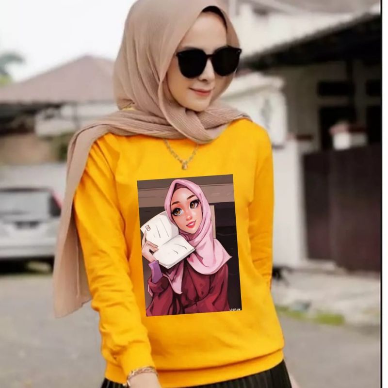 Baju Lengan Panjang Wanita -Edisi Muslimah Hijabers -Kekinian/ Kaos Distro Keren