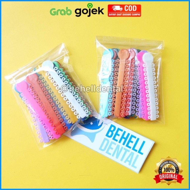 BEHELLDENTAL KARET BEHEL POWER O SUPER MURAH 1 PACK ISI 20 WARNA WARNI RUBBER BAND RING ORIGINAL PO2