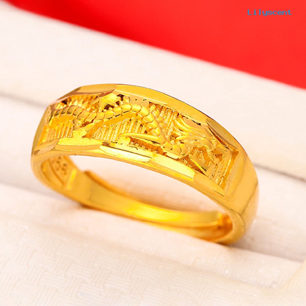 Ls Cincin Pasangan Bahan Alloy Lapis Emas Motif Naga Phoenix Untuk Valentine