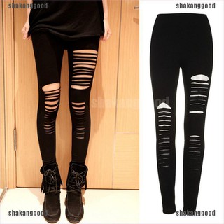  Celana  Legging  Wanita dengan Model Ripped dan Potongan Cut 