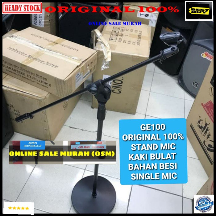 G100 Original 100% stand mic tiang mik kaki bulat plat besi tripod holder single microphone tempat mikrophone gantungan karaoke BUNDAR gantungan pegangang studio audio sound system profesional pro G100   STAND MIC KAKI BULAT PLAT BESI  BISA SEGALA JENIS M