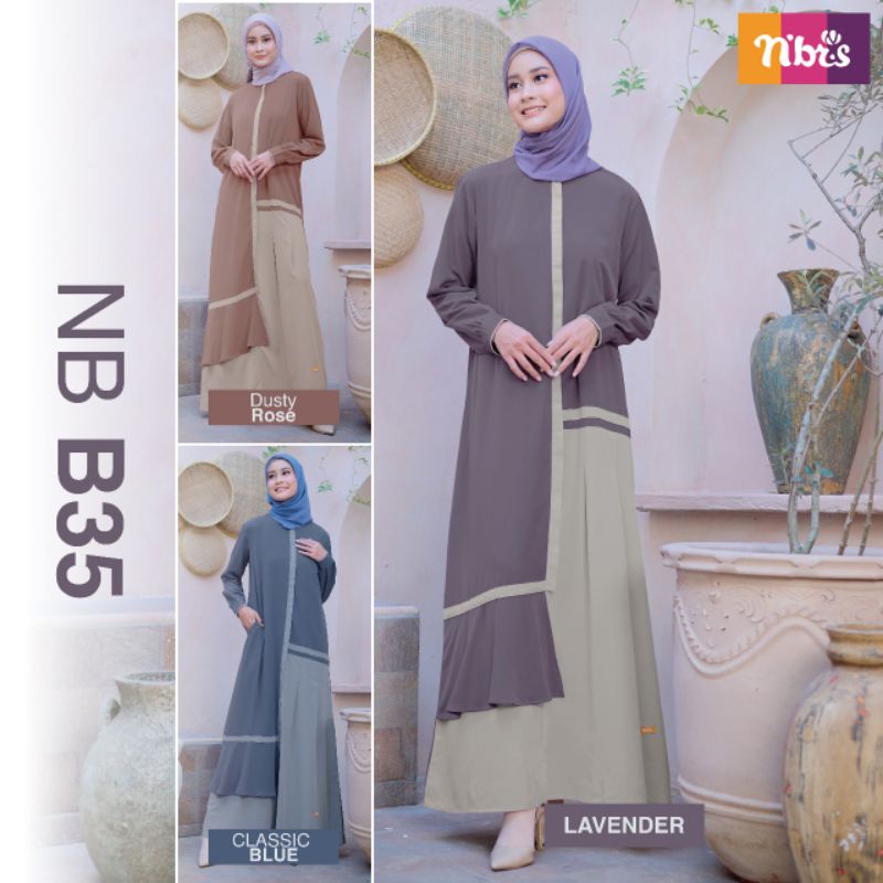 Baju gamis Nibras NB B35 Busui friendly Nibras Terbaru