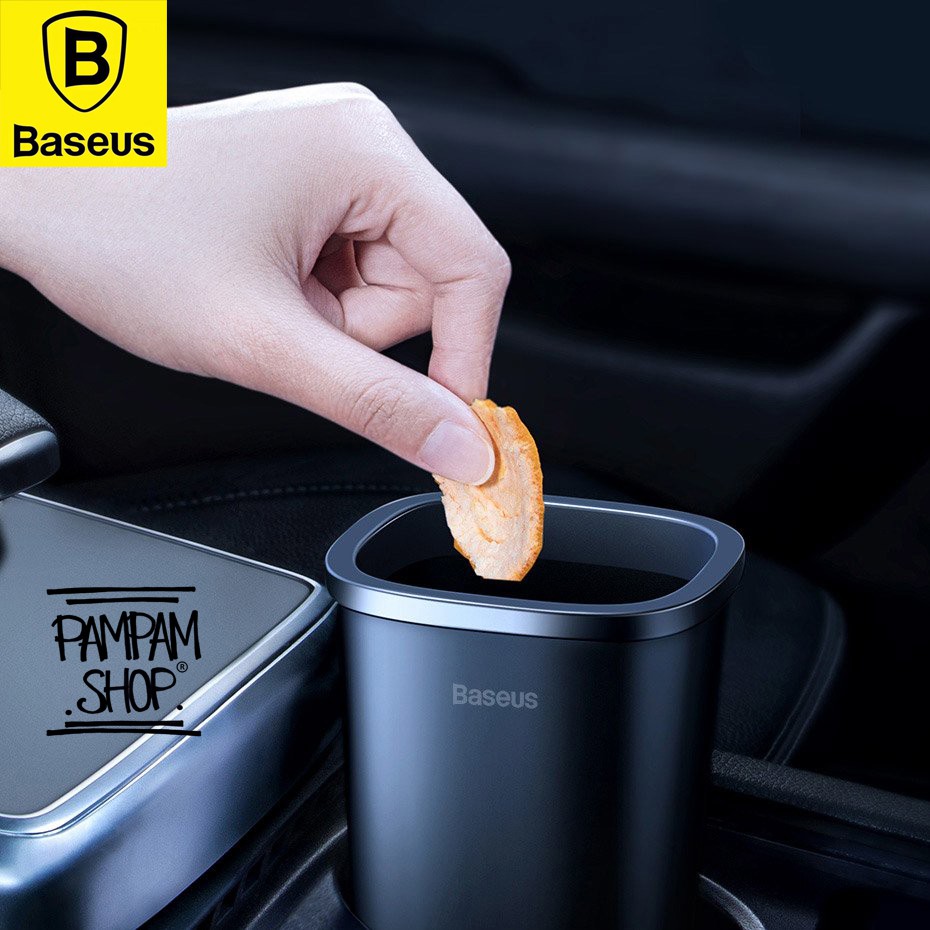 BASEUS ORIGINAL Dust Free Car Trash Can Vehicle Mounted Tempat Sampah Mobil Mini Tong
